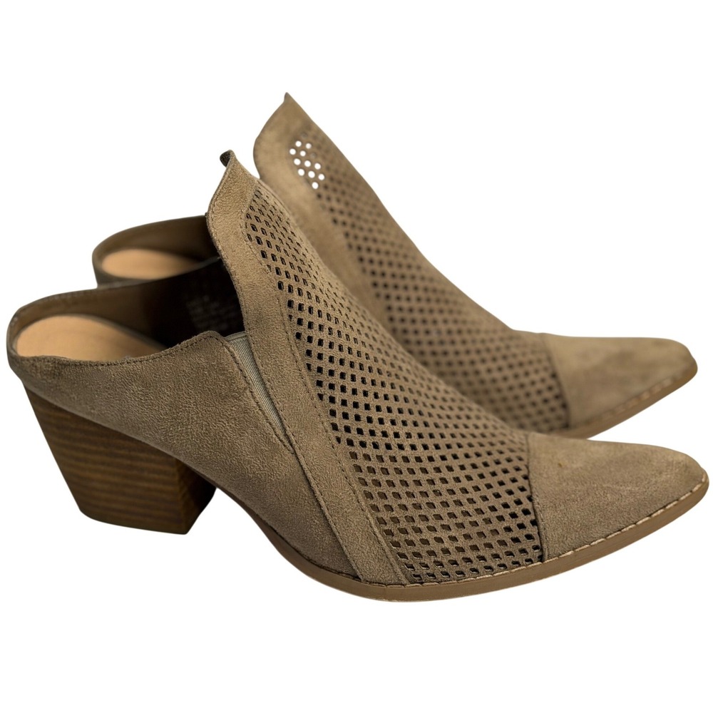 Coconuts by Matisse Call It Mules‎ Tan Perforated Pointed Toe Block Heel 7.5M